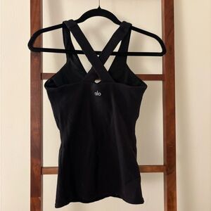 ALO Yoga Black Cross-Strap Tank Top